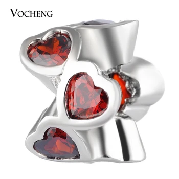 

20PCS/lot Wholesale Filled Heart Zircon Beads Charms for Bracelet Copper Material 5 Colors Vn-1690*20