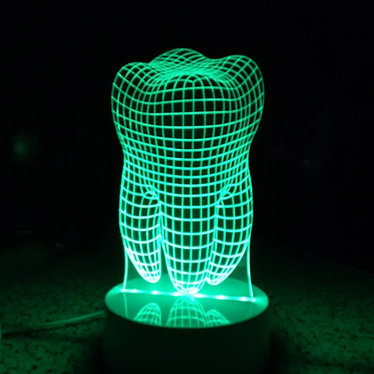 3D зуб светодиодный RGB сенсорный выключатель 7 цветов зарядки ночник настольная лампа прикроватная Декор Свет рождественские подарки 5 В