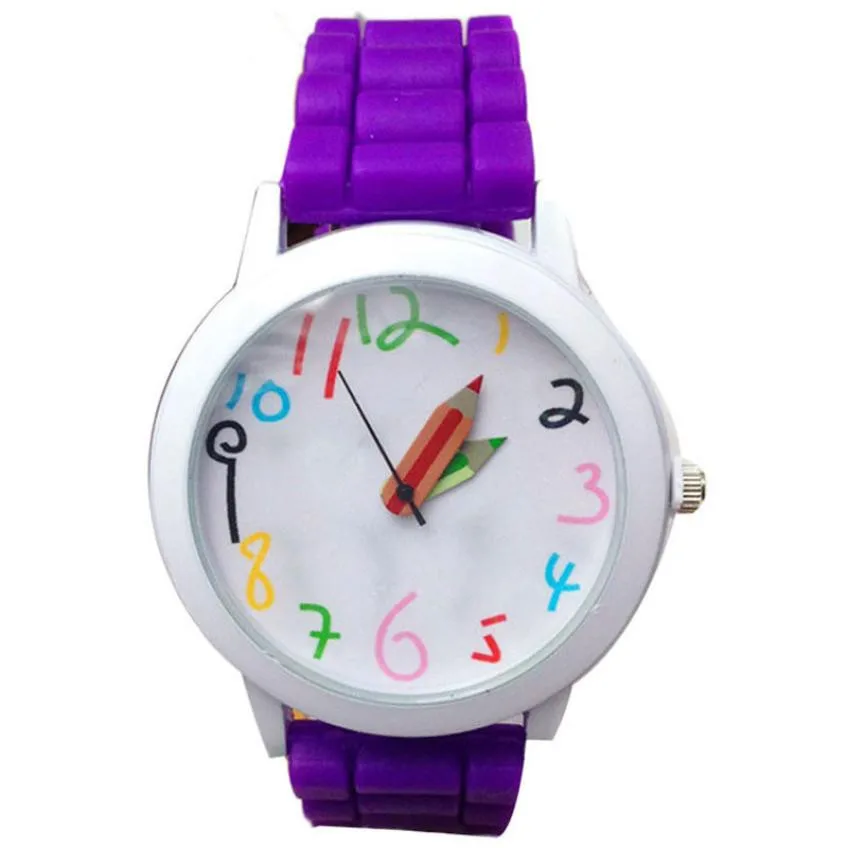 

New Children Women's Watches Fashion Quartz Unisex Girl's Creative Colorful Number Digital Dial Silicone Band Wrist Watch XB40