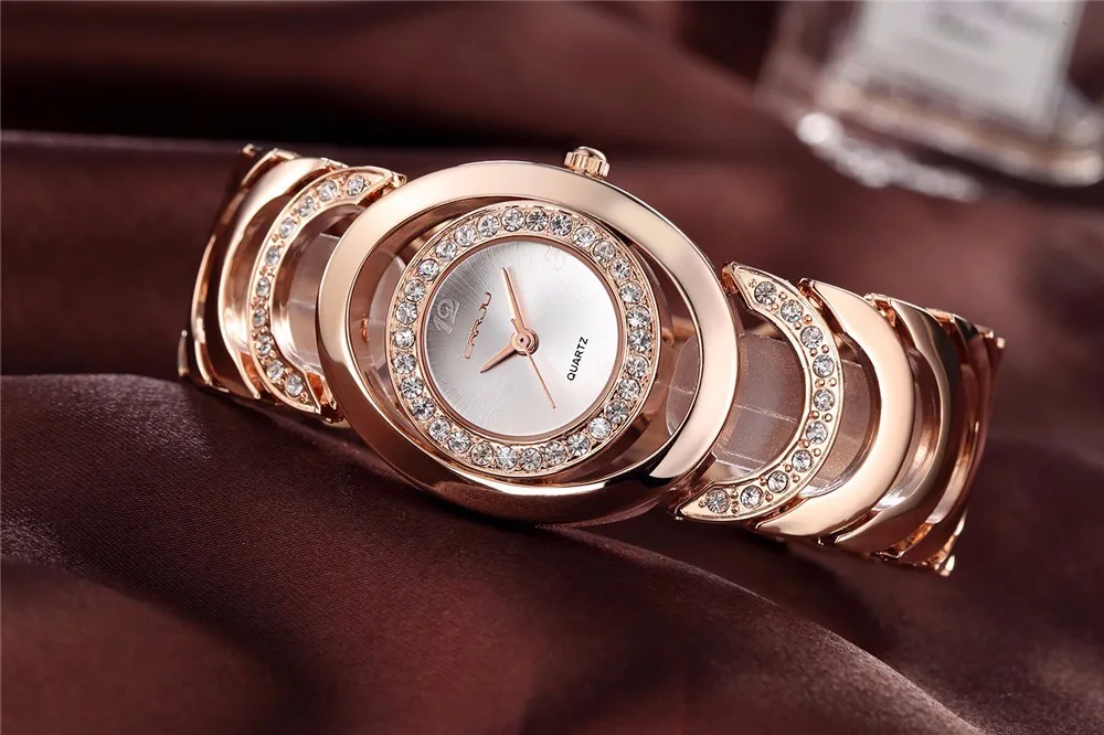 CRRJU, роскошные женские часы, известный бренд, золотые, модный дизайн, браслет, женские часы, женские наручные часы, reloj mujer, подарок для девочки