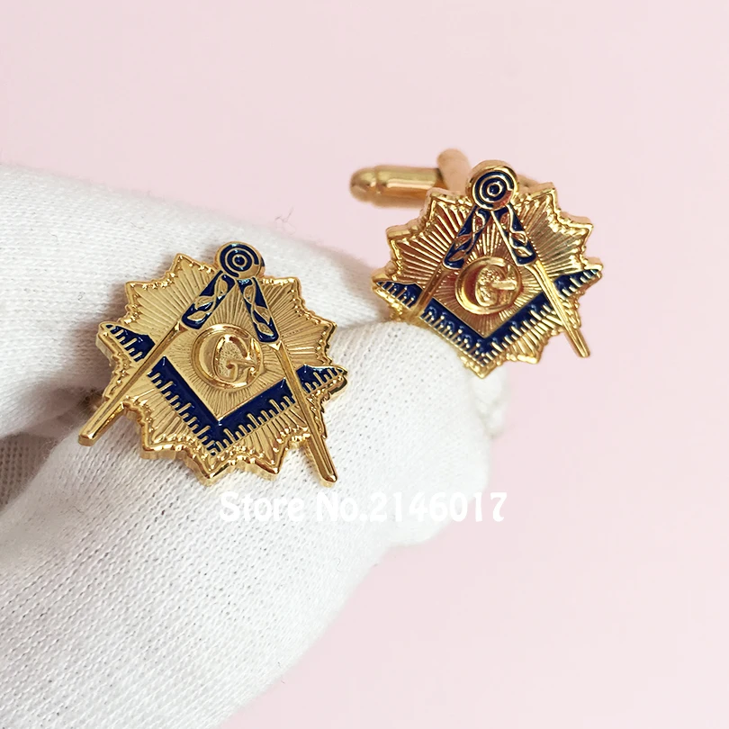 Elegant Masonic Black and White Checkered Rug Floor Cufflinks