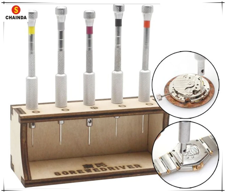 Conjunto de Aço Plana e Cruz Lâmina de 0.8mm a 1.6mm com Suporte Frete Grátis Inoxidável Relógio Chave Fenda 1
