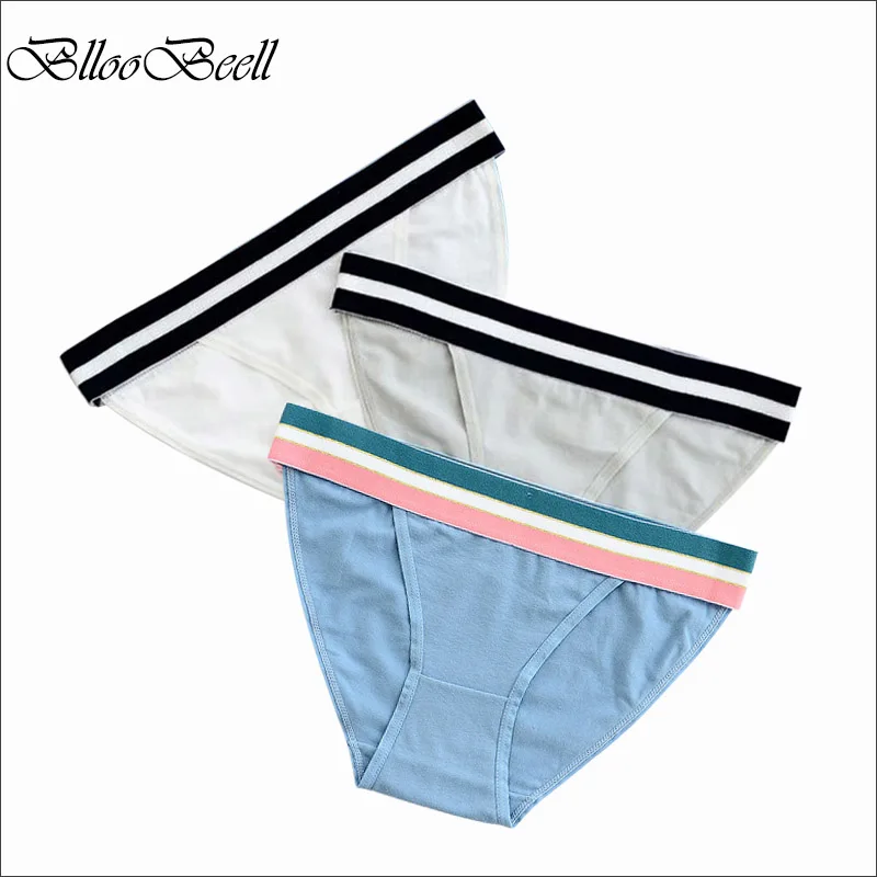 

BllooBeell Cotton Women's Panties Underwear Sexy Briefs Wide Belt Girls Panties for Women Low Rise Female Lingerie 3pieces/set