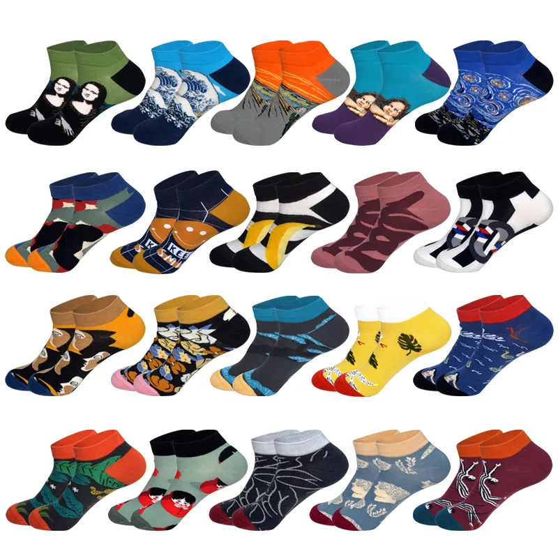 

Summer Newly Ankle Cool Socks Invisible Art Designer Short Low Cut No Show Women Men Neutral Boat Socks Eur37-43 20 Colors