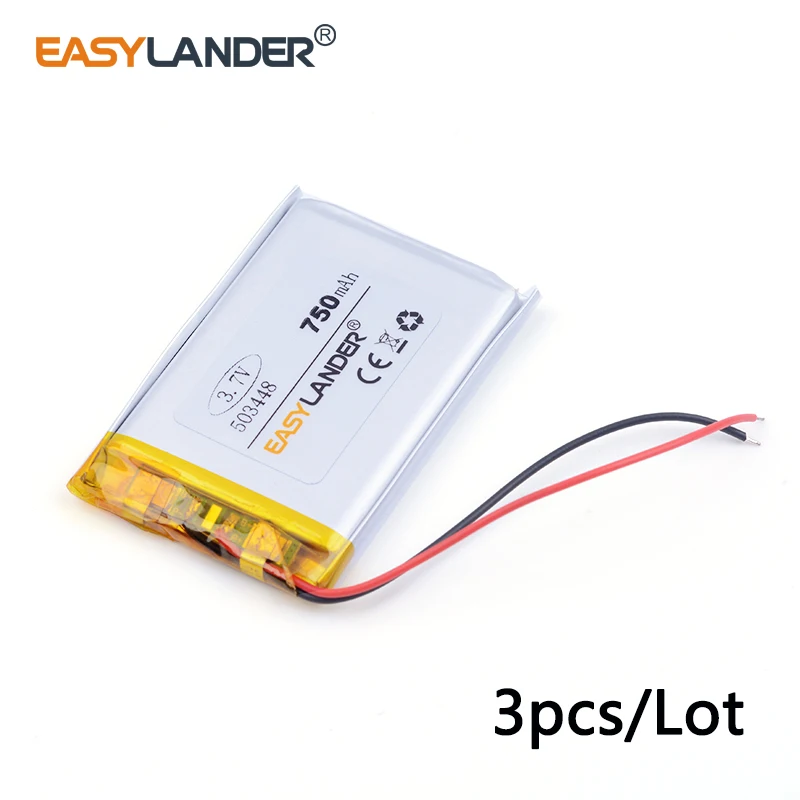 3 шт./лот 7 v литий ионный полимерный аккумулятор 503448 750mah для mp3 mp4 mp5 телефона