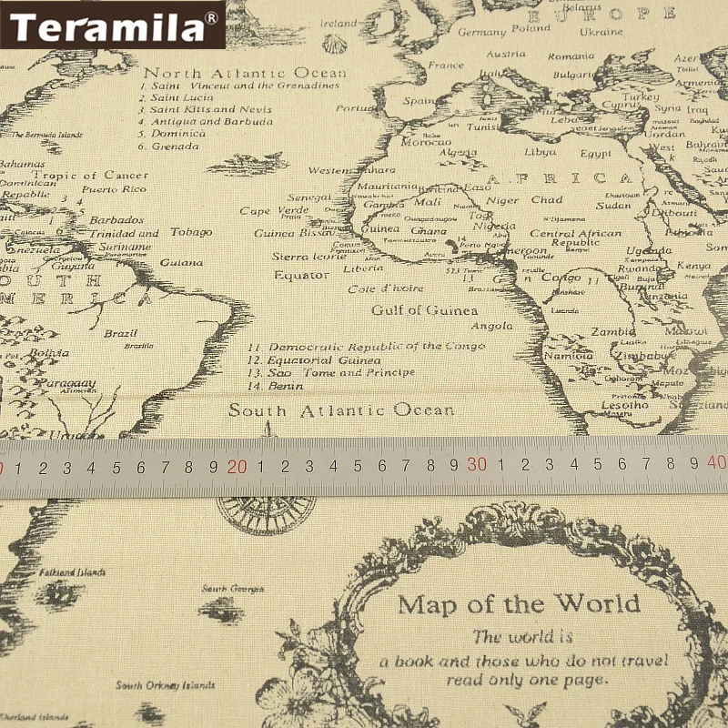 Карта слова Хлопок Льняной Ткани TERAMILA Домашнего Текстиля Швейной Материал Ткань Скатерти Подушки Мешок Занавес Подушки СМ