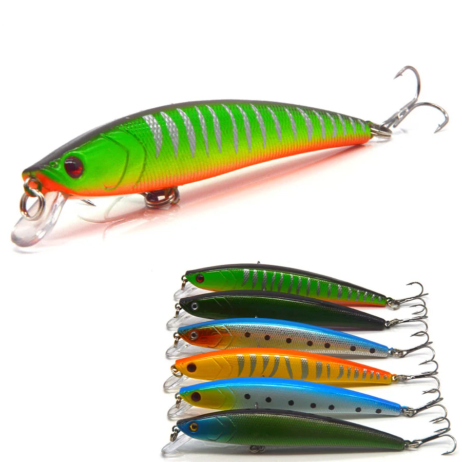 

6PCS Hard Aritificial Fishing Lure Minnow 3D Fish Eyes Jerkbait Wobblers For Pike Trolling Fishing Tackle Fake Laser Lures Bass