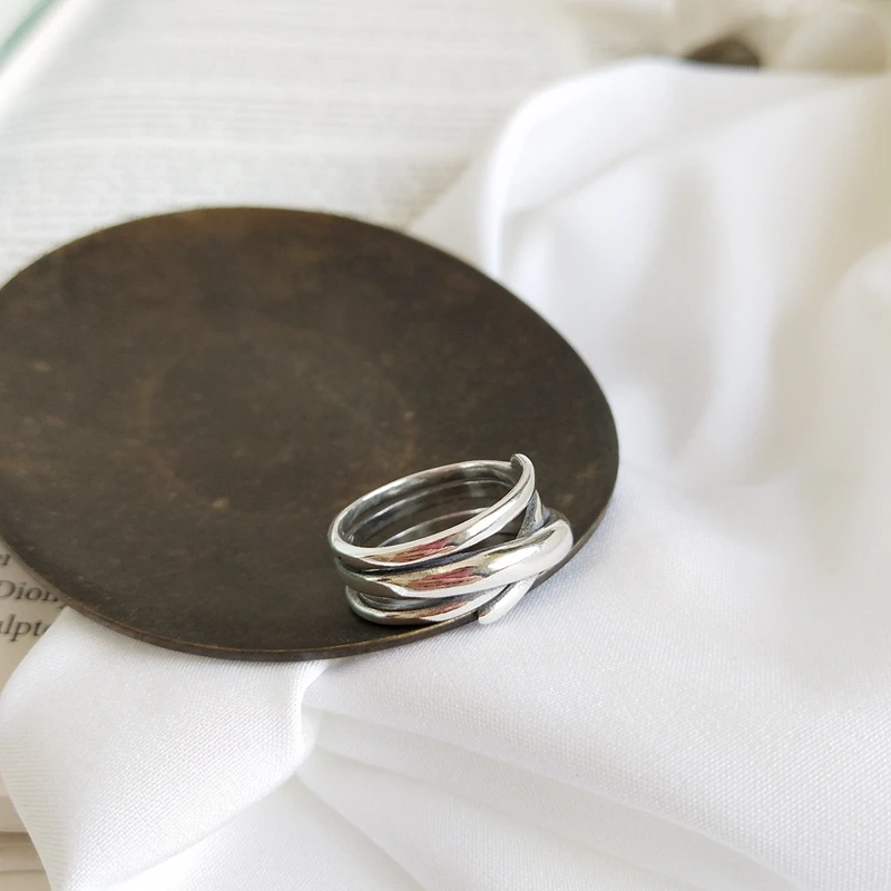 LouLeur, серебро 925 пробы, новинка, винтажные переплетенные кольца, серебряные Модные кольца с неровной линией для женщин, праздничные украшения, подарок