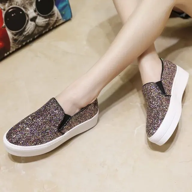 womens sparkle slip on sneakers