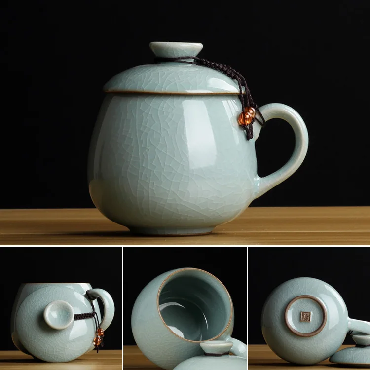 

China Longquan Celadon Cup ice glaze individual cup ceramic tea set office ceramic cup purple sand cup Kung Fu tea accessories