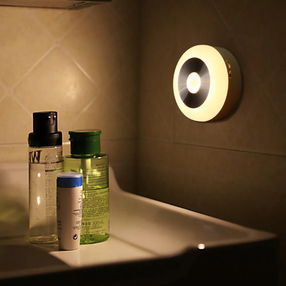 

PIR Motion Sensor LED Night Light Portable Light Control USB Charging Closet Cabinet Wardrobe Stairs Toilet Bedside Wall Lamp