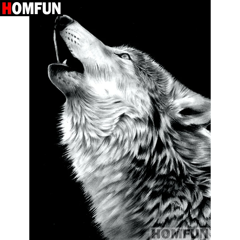 

HOMFUN Full Square/Round Drill 5D DIY Diamond Painting "Animal Wolf" Embroidery Cross Stitch 5D Home Decor Gift A07282