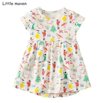 

Little maven 2019 new summer baby girls brand dress kids cotton animal striped flower rabbit print short sleeve toddler dresses