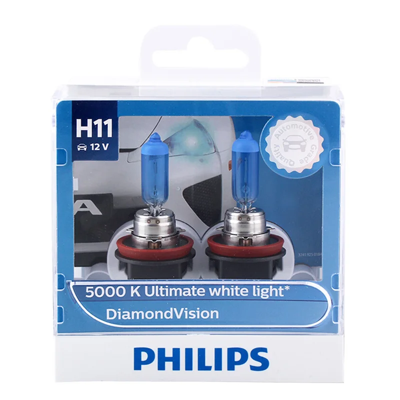 Philips H11 12V 55W алмазное видение 5000K супер белый свет Галогенные автомобильные лампы Противотуманные фары 12362DV S2, пара