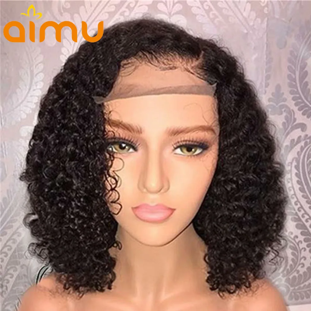 Top Short Bob Human Hair Wigs Water Wave Brazilian Remy Wig Full Ends 360 Lace Frontal Wig Pre Plucked Lace Wigs With Baby Hair Aimu 1