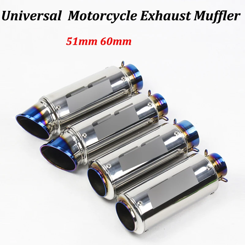 

51mm 60mm Motorcycle Exhaust Muffler Modified Escape Moto Tail Pipe For Scooter Dirt Bike For R6 YZF-R6 CBF190R Ninja 650 ER6N