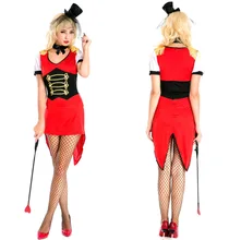 Mago de halloween trajes de cosplay sexy payaso de circo rojo lolita domadores swallow tail dress ropa de rendimiento etapa