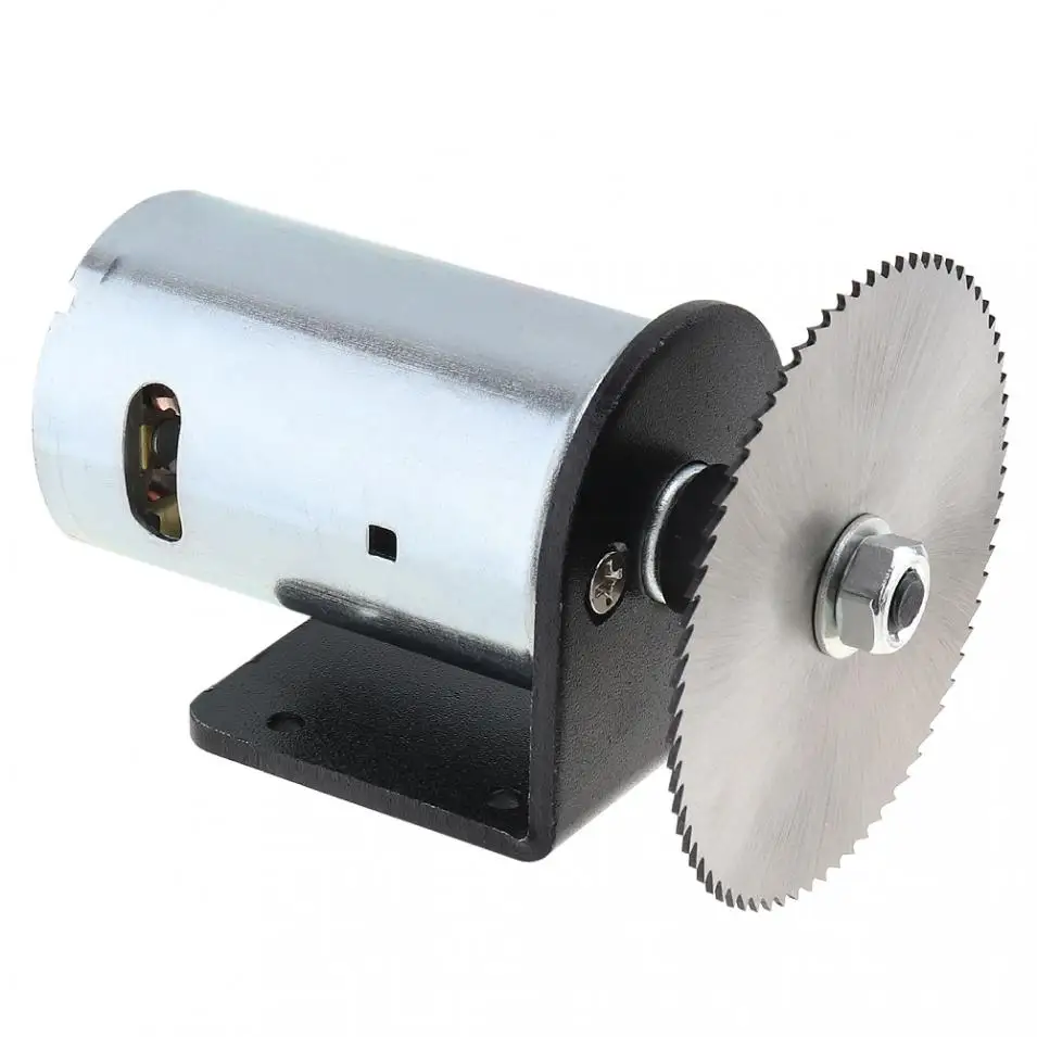 24V 555 Motor Table Saw Kit with Ball Bearing Mounting Bracket and 60mm Saw Blade for Woodworking Cutting Polishing Engraving