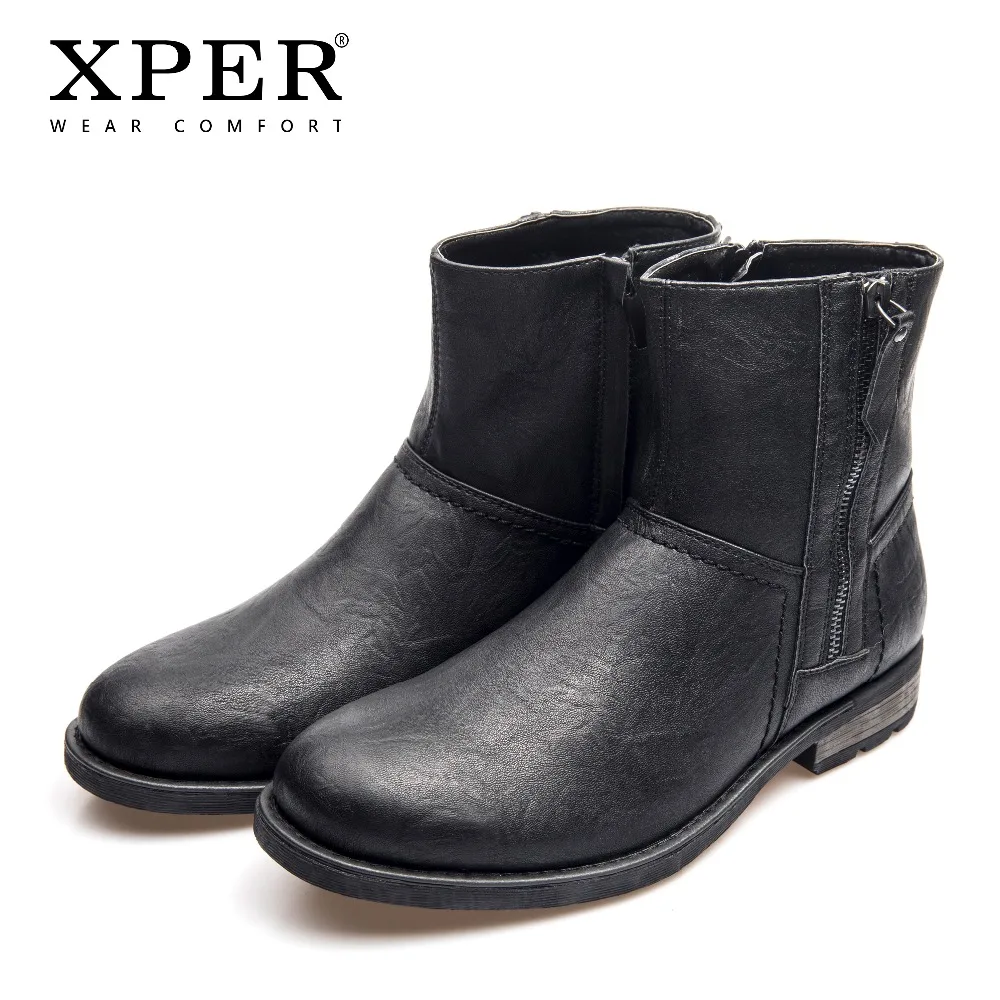 XPER/брендовые ботинки для верховой езды мужские черные на молнии сезон осень зима