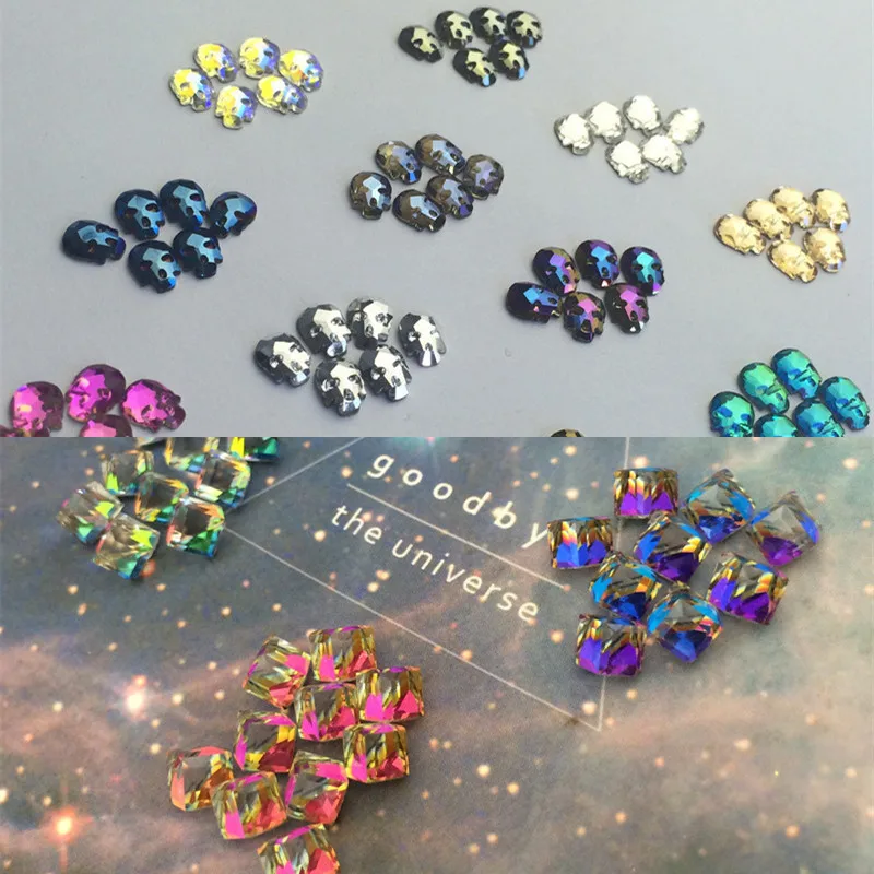

1 Box Chameleon Cube / Skull Skull Rhinestone Super Shining Nail Glitter Crystal Strass Ghost Head Nail Art Decoration Jewelry