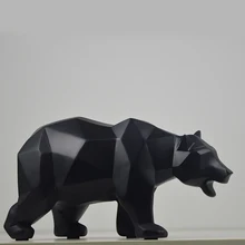 Современная смола черные фигурки медведя скульптура украшения геометрические ремесла подарок ТВ кабинет офис статуя для украшения сада статуя