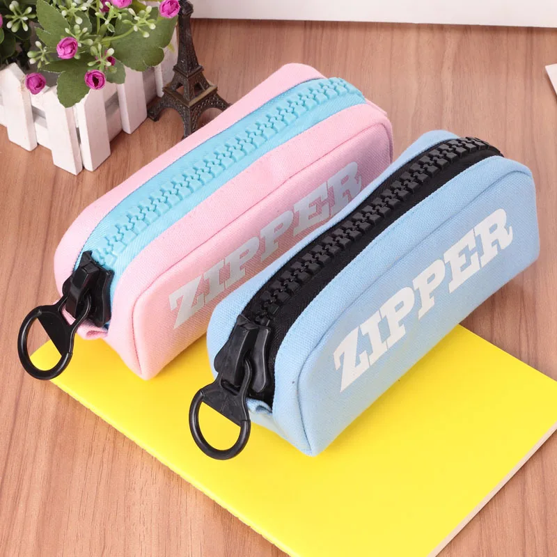 1pc School Supplies Pencil Case Stationery Large Capacity Canvas Pencil Case Pencil Zipper