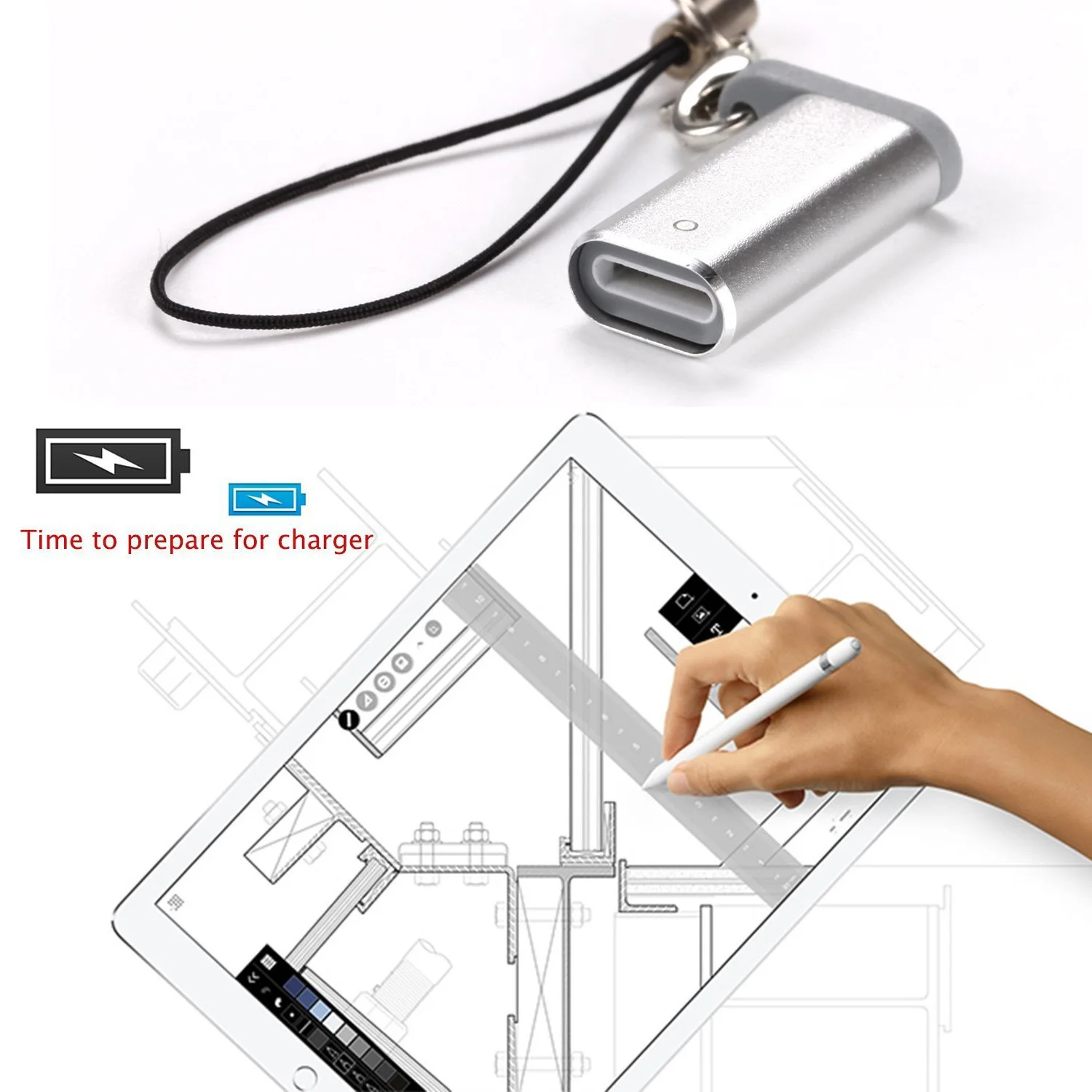 Besegad зарядное устройство адаптер конвертер для Lightning Женский USB Мужской Расширение Зарядка для Apple iPad Pro Карандаш