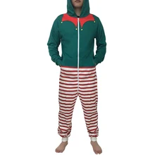 Мужской комбинезон Рождественский косплей Повседневный полосатый принт Толстовка комбинезон на молнии штаны, мужские брюки pantalon мужской спортивный костюм