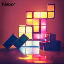 Night Light DIY Night Lamp Creative Tetris Block Fashion Constructible Atmosphere Lamp LED Light US Plug fenglaiyi diy tetris puzzle retro style game tower baby colorful brick creative puzzle led night light children gift lamp