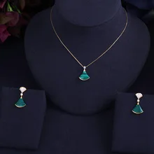 Новейший роскошный блестящий зеленый цирконий набор украшений к серьгам тяжелые украшения для ужина набор свадебные аксессуары для одежды