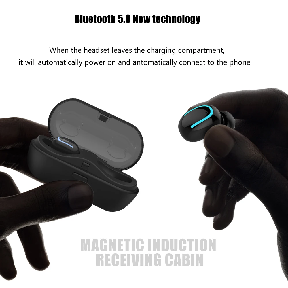 Беспроводной наушники Bluetooth наушники Mini True Беспроводной стерео наушники в ухо Мониторы наушник с HD микрофоном для iPhone Xiaomi