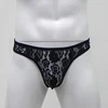 Sexy Men Underwear Lace Thong Tanga hombre G String Pouch Transparent Briefs Underpants T-Back Hollow Out Lingerie Male Panties ► Photo 3/6