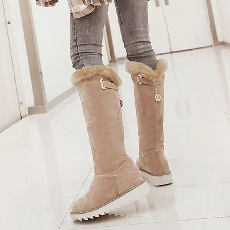 

Lapolaka on sale top quality women's shoes snow Boots Winter warm fur slip on Russia knee high Boots shoes woman