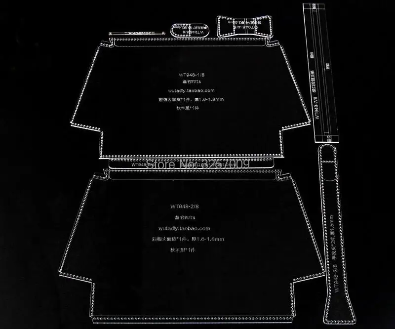 WUTA 948 женская косметичка акриловый шаблон Мини дамская сумочка прозрачный плексиглас; акрил плексиглас узор Сделай Сам Кожа ремесло инструменты