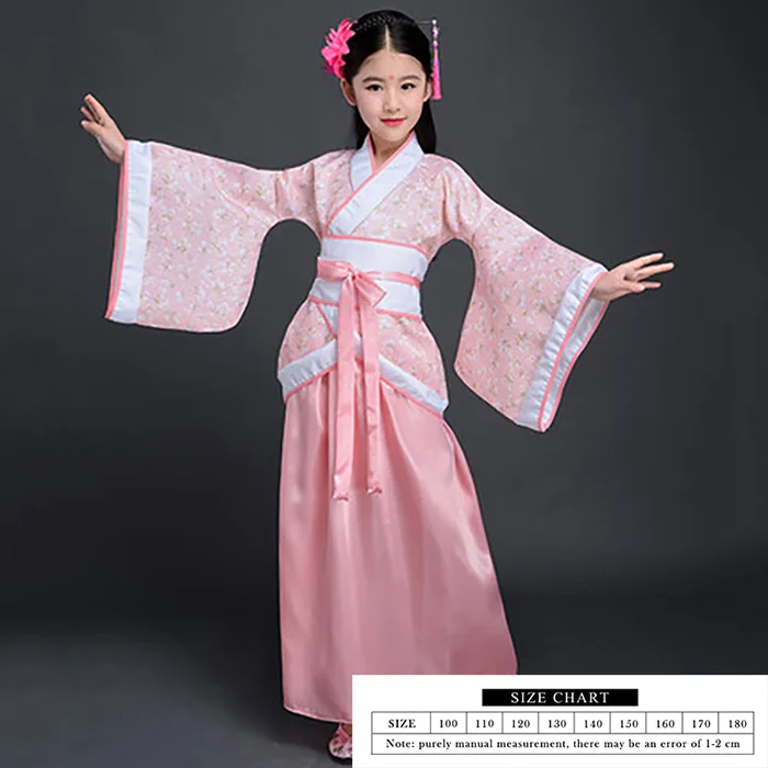 Детский традиционный костюм ханфу китайские танцевальные костюмы сценическое платье танцевальный костюм национальный костюм ханьфу - Цвет: 3