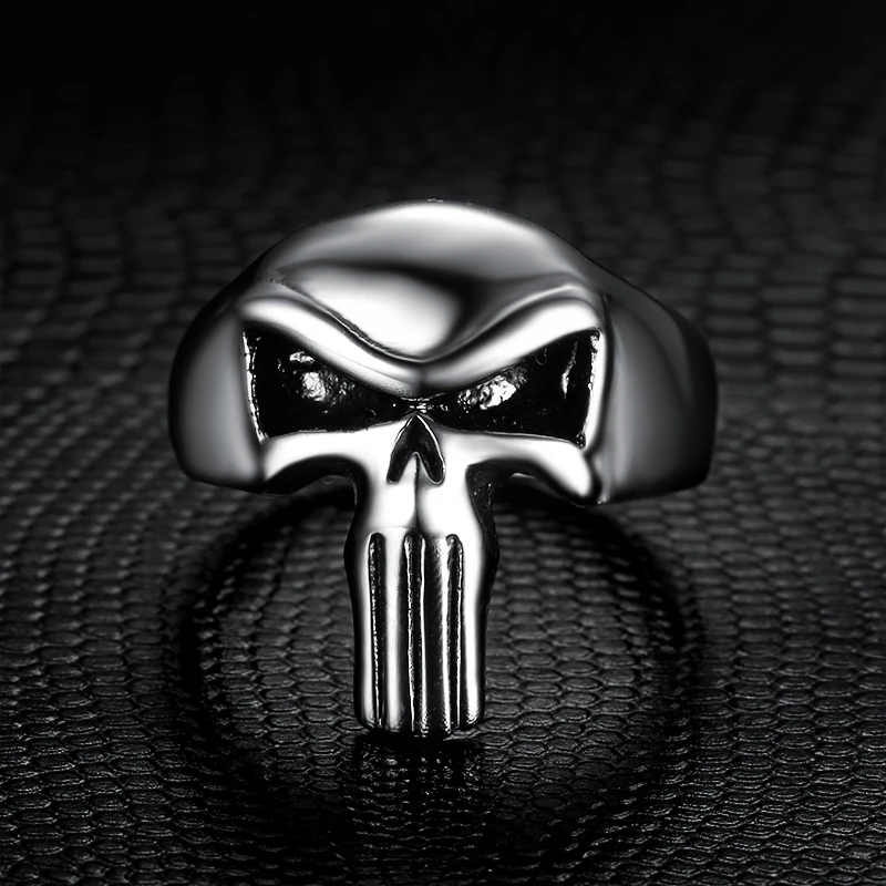 Size 7-13 punk style 316l stainless steel gothic punisher skull rings for men 2107 newest mens gothic skull rings for biker