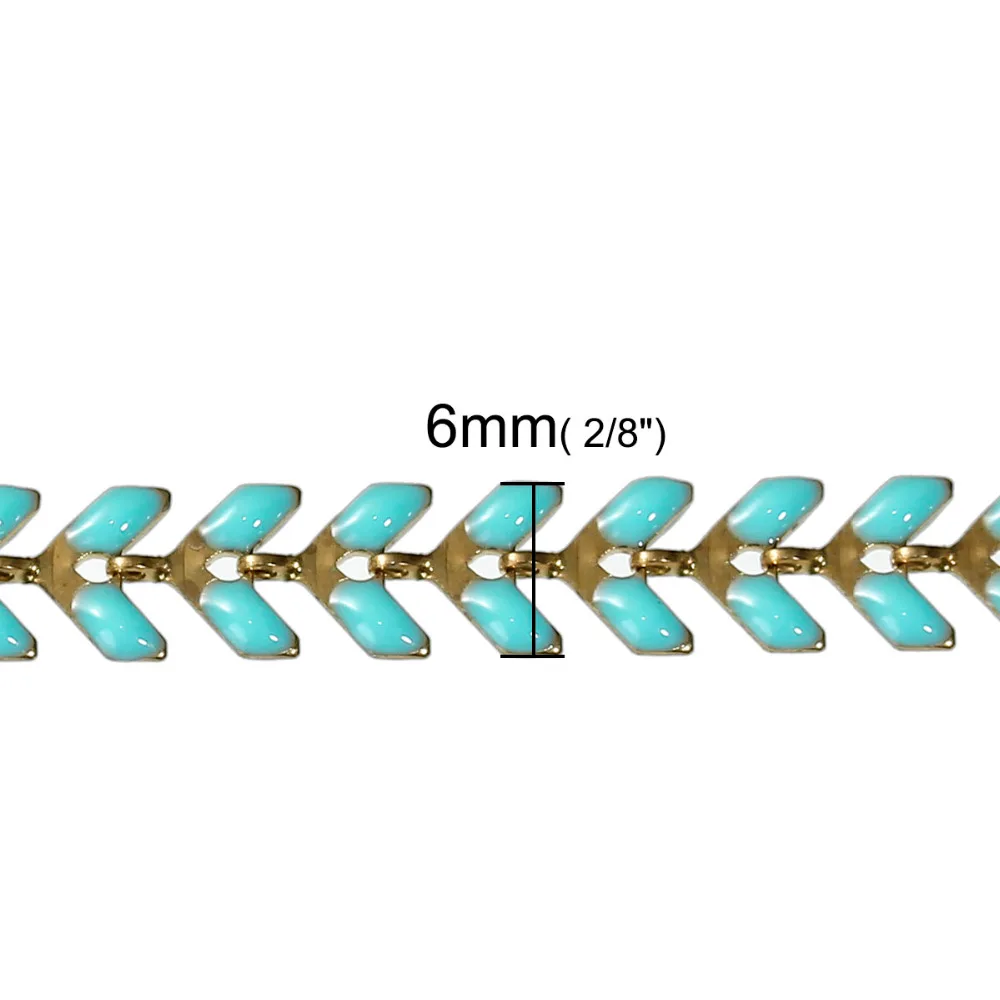 Doreen коробка медные колючие цепи фурнитура золотой цвет мятно-зеленая Эмаль 7x6 мм(2/" x 2/8"), 1 шт.(Приблизительно 0,5 м/шт