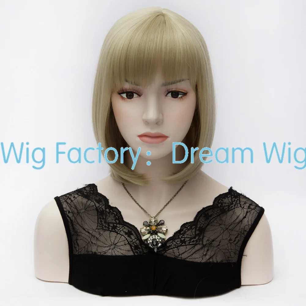 7inch Flaxen Short Straight Flapper Bob Wig Super Model Cosplay