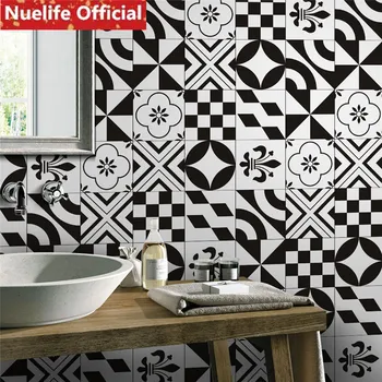 

black and white brick pattern tile design wall stickers kids room bathroom bedroom living room shop waterproof floor stickers