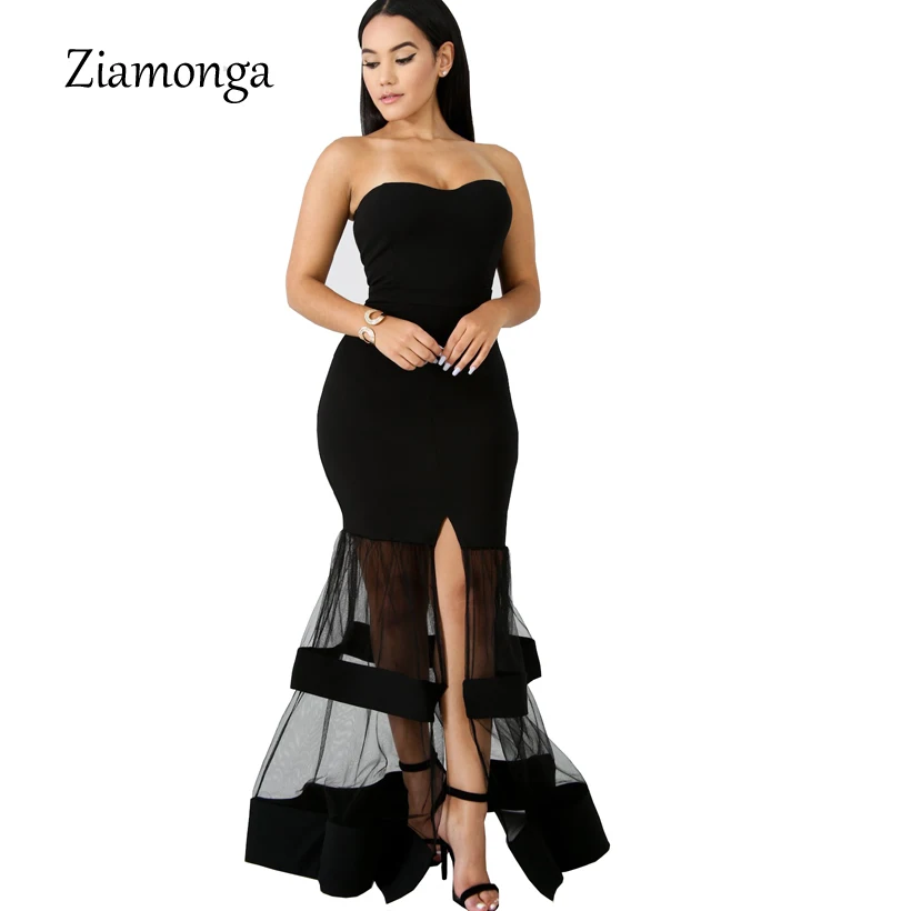 Ziamonga Vestido Longo Robe Femme Ete сексуальное длинное платье макси с открытыми плечами пляжное летнее женское Сетчатое Клубное вечернее платье