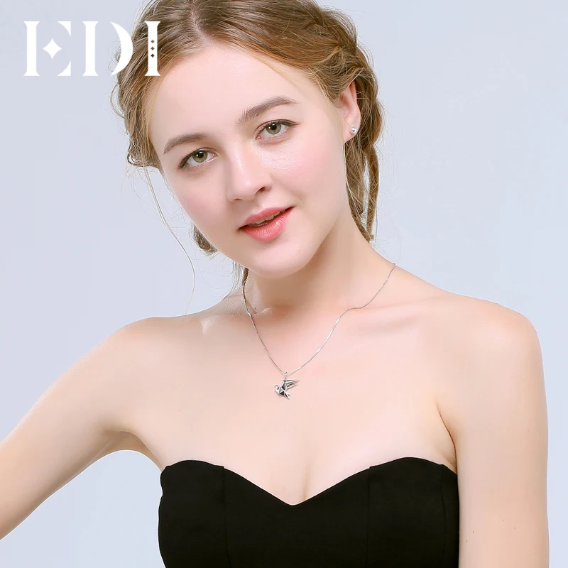 EDI Lovely Peace Dove Bird Animal Pendants Necklace For Women 100% 925 Sterling Silver High Quality Fine Jewelry