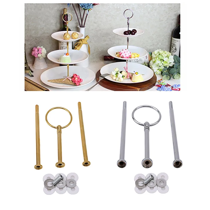 3 Tier Cake Cupcake Plate Stand Party Metal Handle Hardware Rod Fitting Holder 