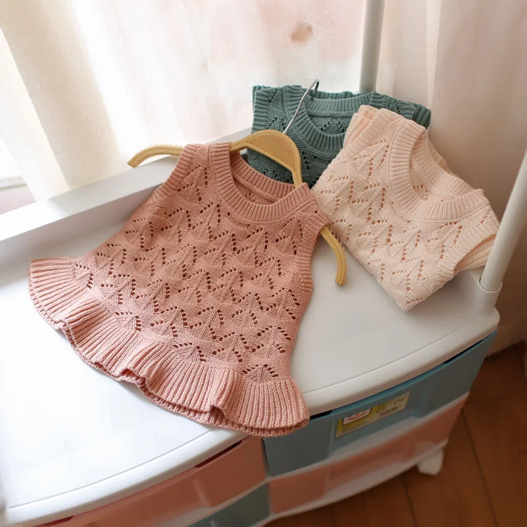 2017 spring and autumn hot baby girls knitting sweater vest kids children personality sweater infant baby cotton sweater (6)