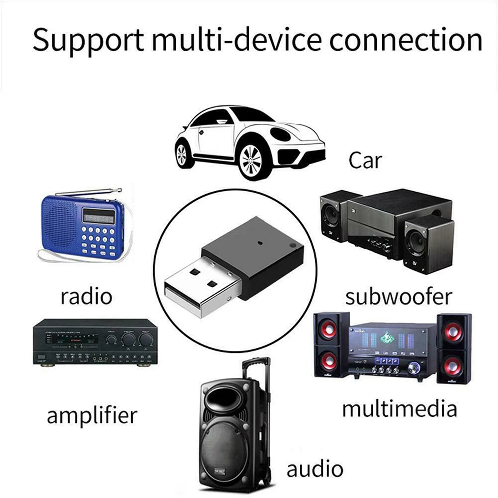 USB Bluetooth адаптер ключ для автомобиля радио сабвуфер усилитель мультимедиа Aux аудио Bluetooth 4,0 4,2 5,0 музыкальный приемник с динамиком