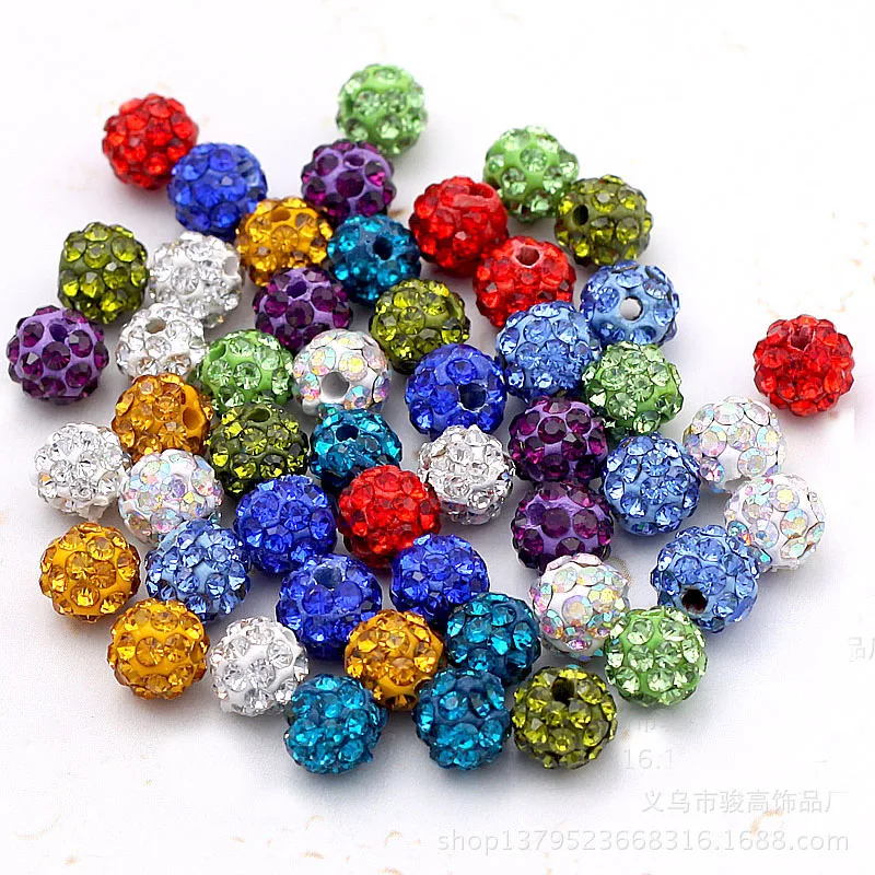 Mixed Czech Crystal Rhinestones Pave Clay Round Disco Ball Spacer Beads 10mm DIY 
