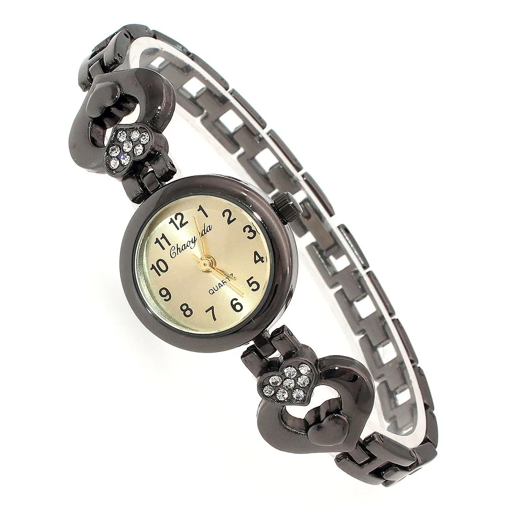 Часы наручные женские с кристаллами Модные Аналоговые кварцевые браслетом O143 |