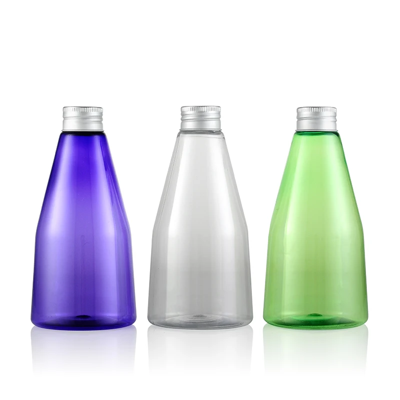 20pcs 350ml empty clear/blue/green cosmetic PET bottles with aluminum