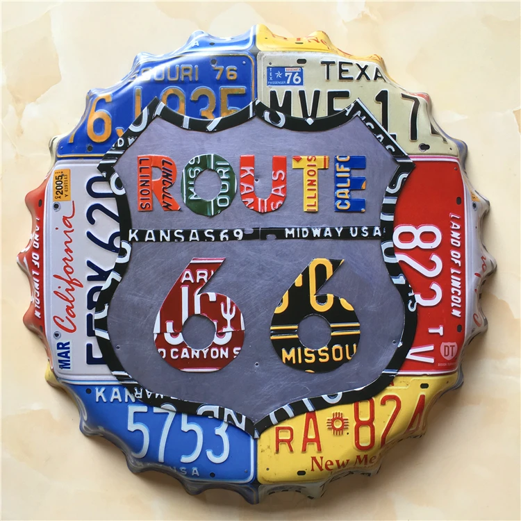 ROUTE 66 Large Beer Cover Tin Sign Logo Plaque Vintage Metal Painting Wall Sticker Iron Sign Bar KTV Store Decorative 40X40 CM ROUTE 66 Large Beer Cover Tin Sign Logo Plaque Vintage Metal Painting Wall Sticker Iron Sign Bar KTV Store Decorative 40X40 CM