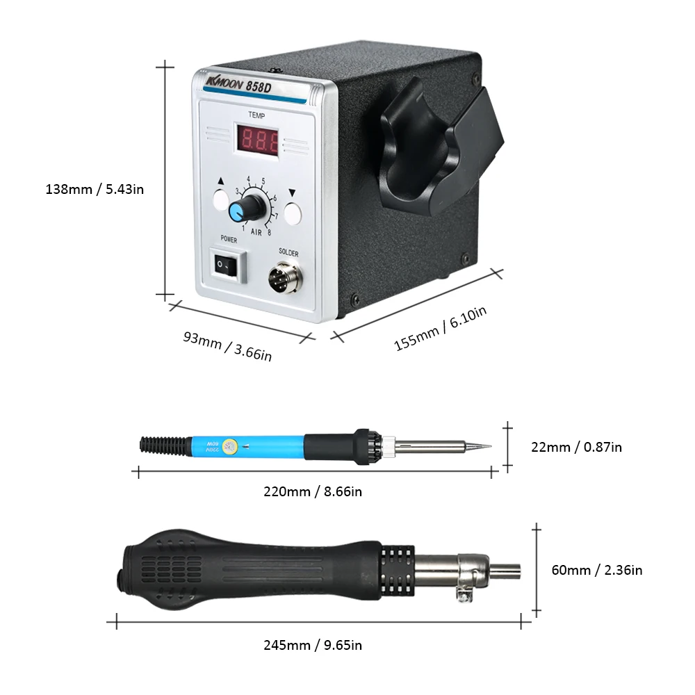 KKmoon 858D 700 Вт Высококачественная паяльная станция СВЕТОДИОДНЫЙ Цифровой паяльник паяльная станция BGA паяльная станция горячий воздух