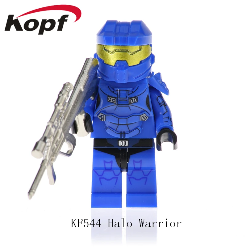 KF542 Одиночная строительные блоки Halo Spartan Solider с реальным металлическим оружием кирпичи Экшн фигурки Обучающие Подарочные игрушки для детей